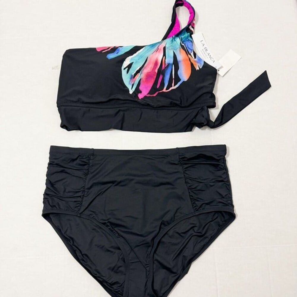 La Blanca Plus NWT Sz 18W Black Swimsuit Set